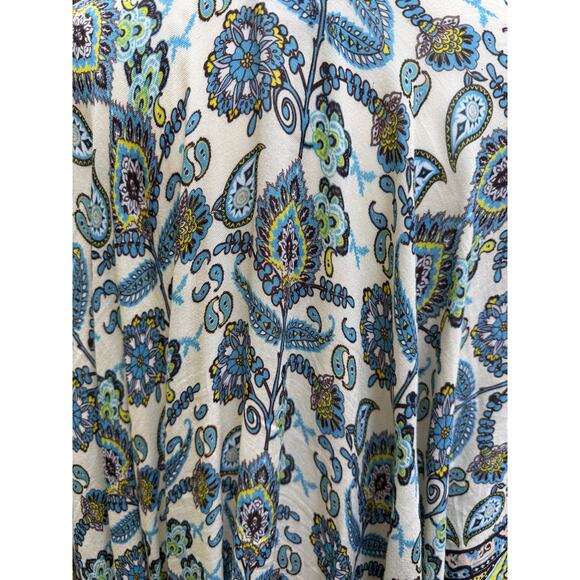 RACHEL ZOE Kimono Cardigan Caftan Blue Yellow Floral Mandala Boho Coverup NWT - Picture 6 of 7